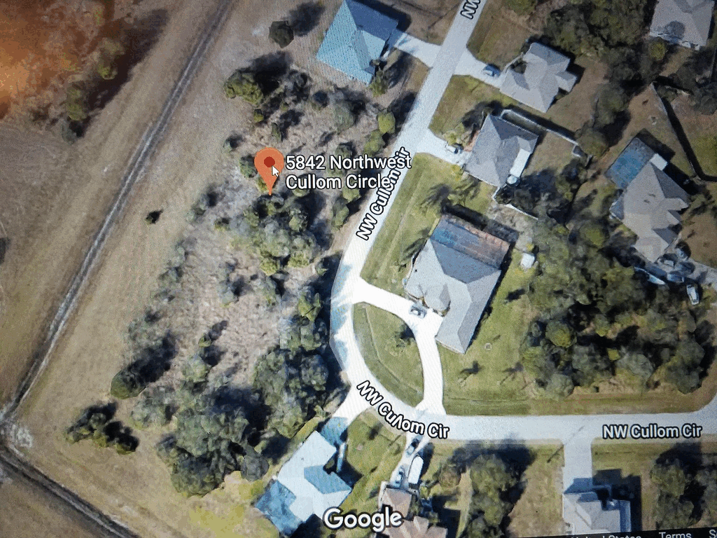 Original aerial map view of the residential property and surrounding neighborhood